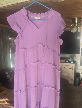 Flowy Umgee Lavender Tiered Midi Dress